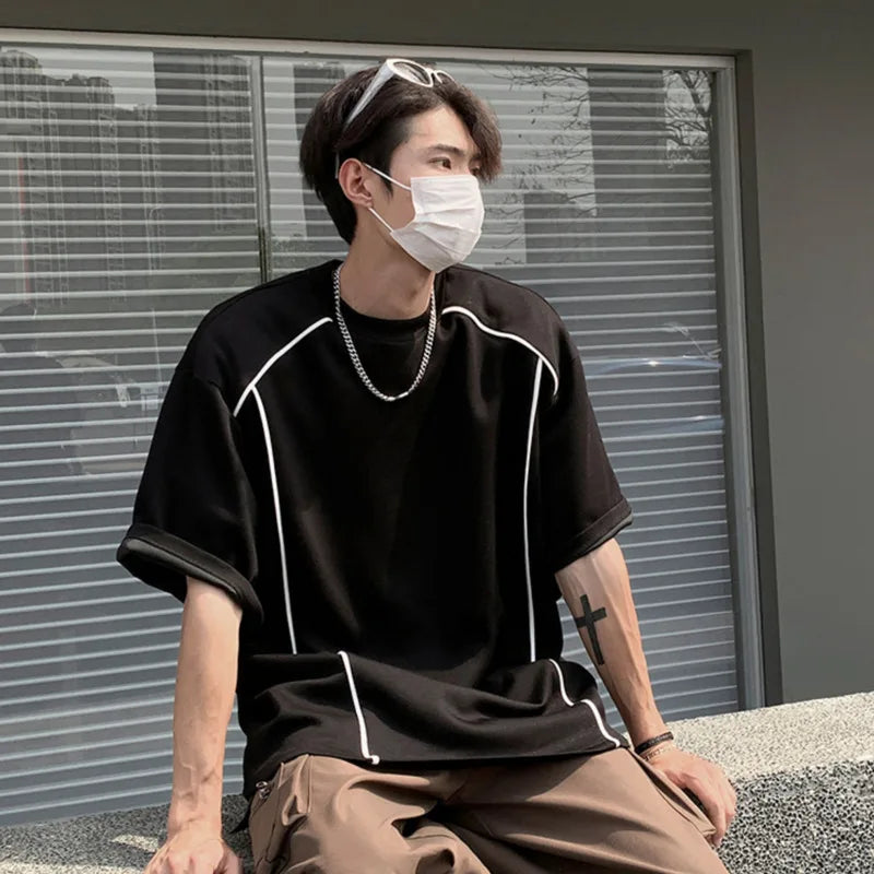 Splicing Line Design Loose T-Shirt