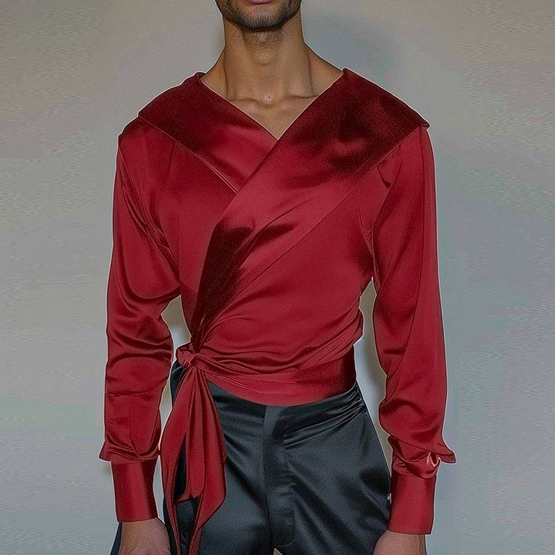 Solid Twisted Cross Neck Shirt