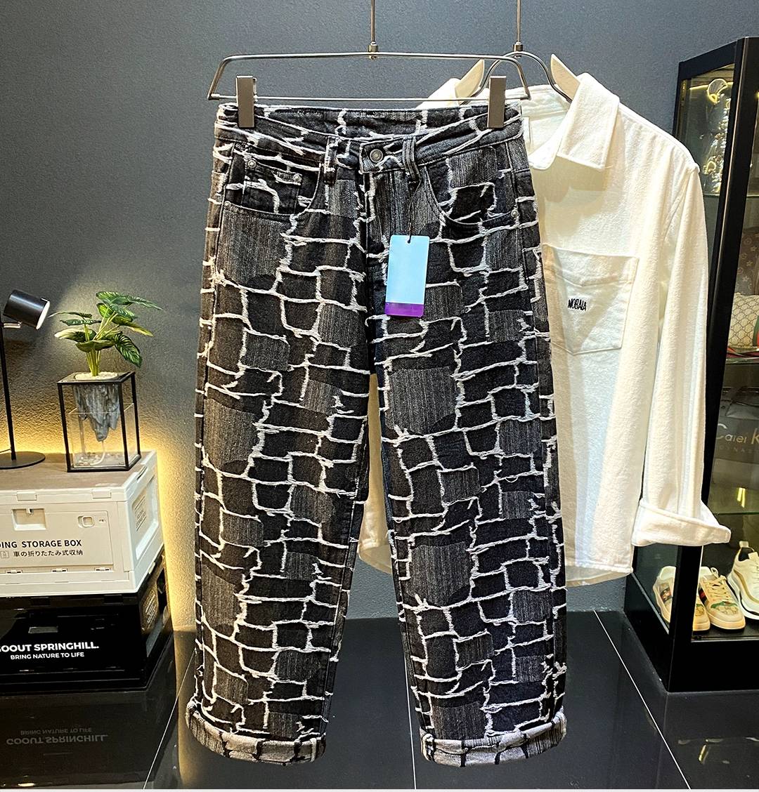 Retro Casual Out Stitched Straight Jeans