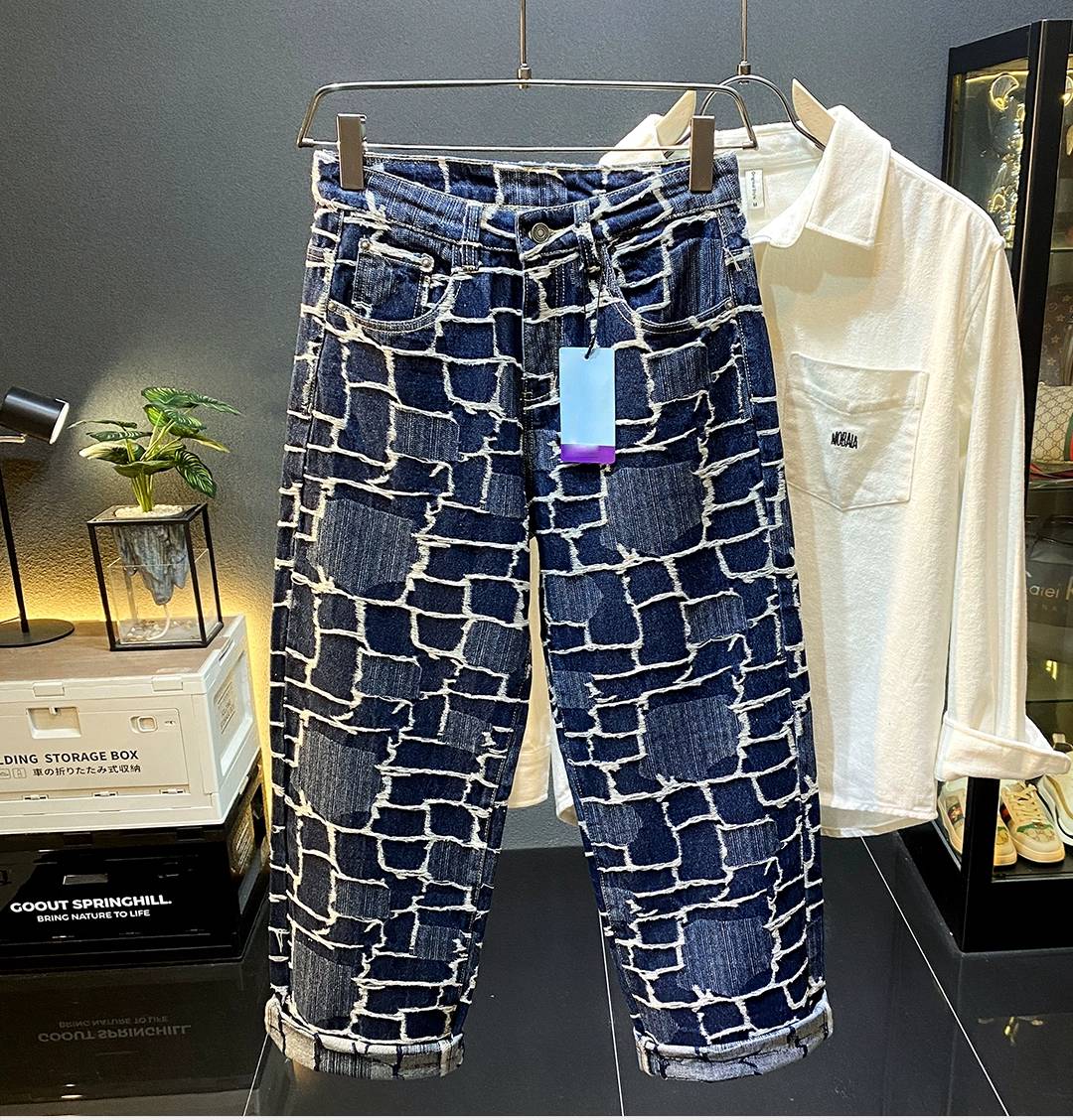 Retro Casual Out Stitched Straight Jeans