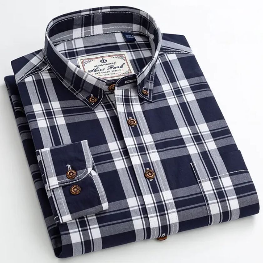 Casual Single Pocket Plaid Shirt