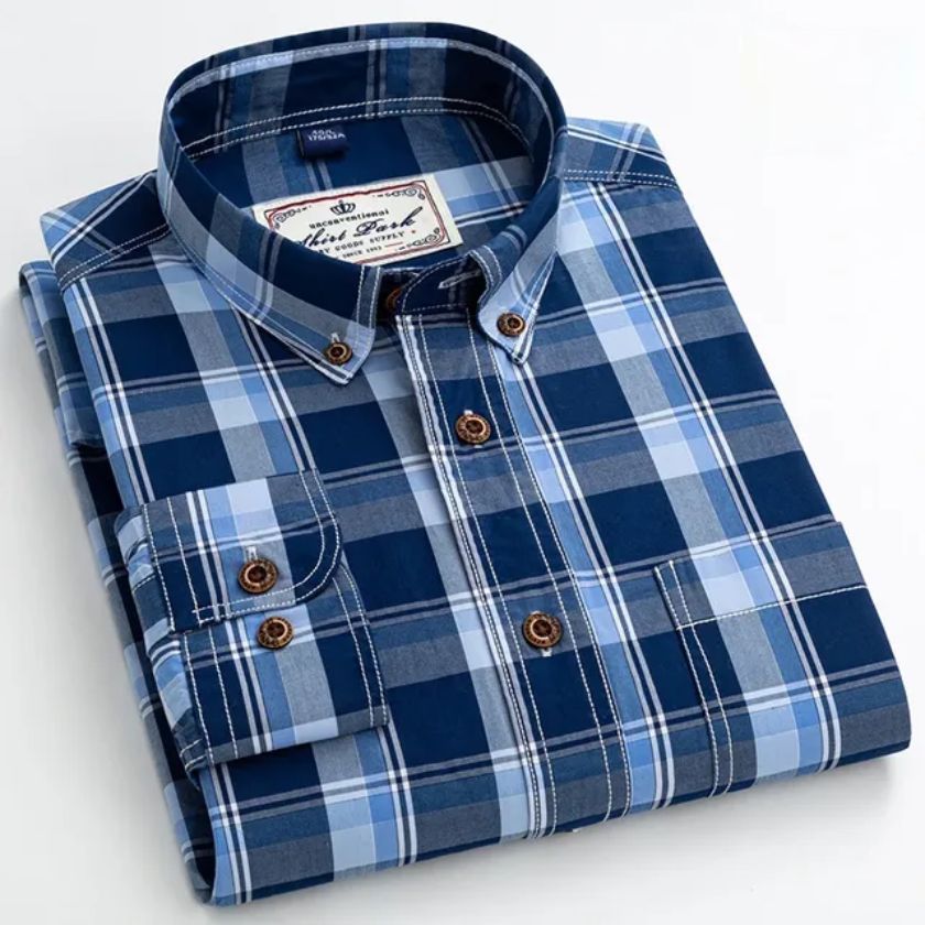 Casual Single Pocket Plaid Shirt