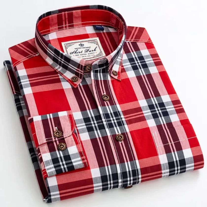 Casual Single Pocket Plaid Shirt