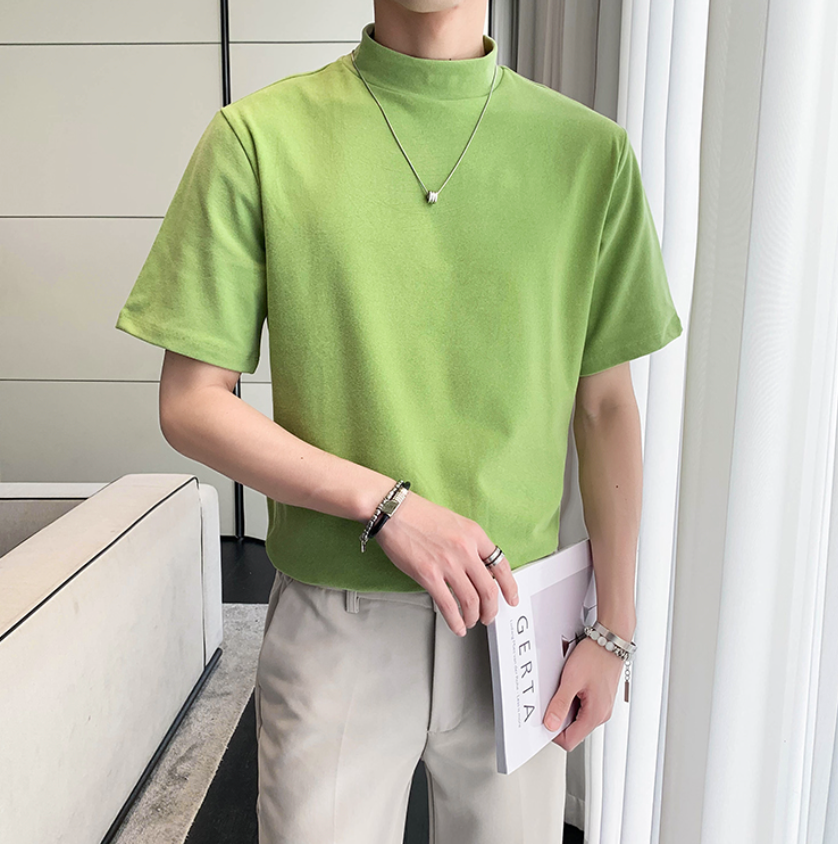 Solid Color Turtleneck Loose T-Shirt