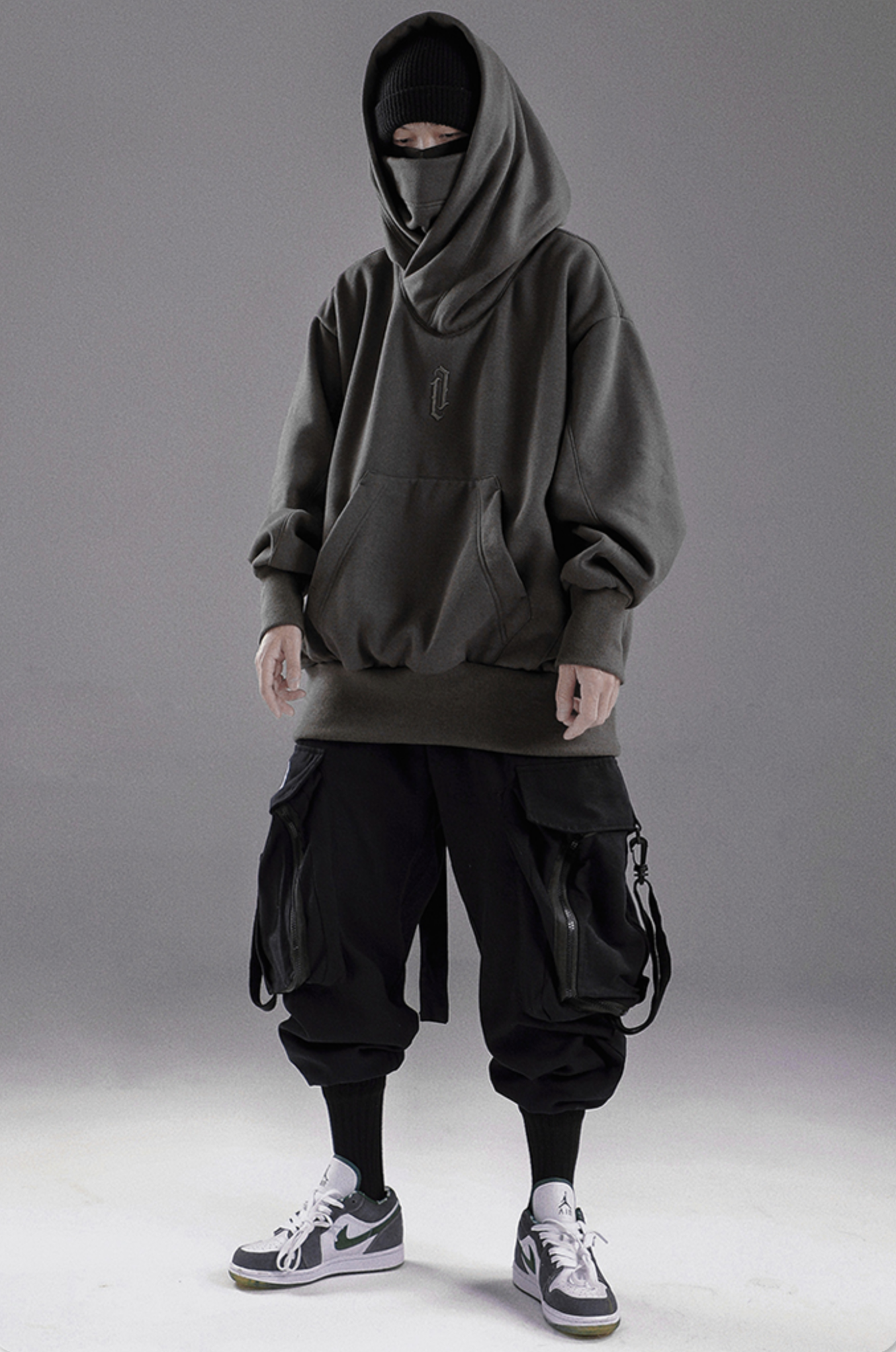 Oversize High Collar Solid Color Hoodie