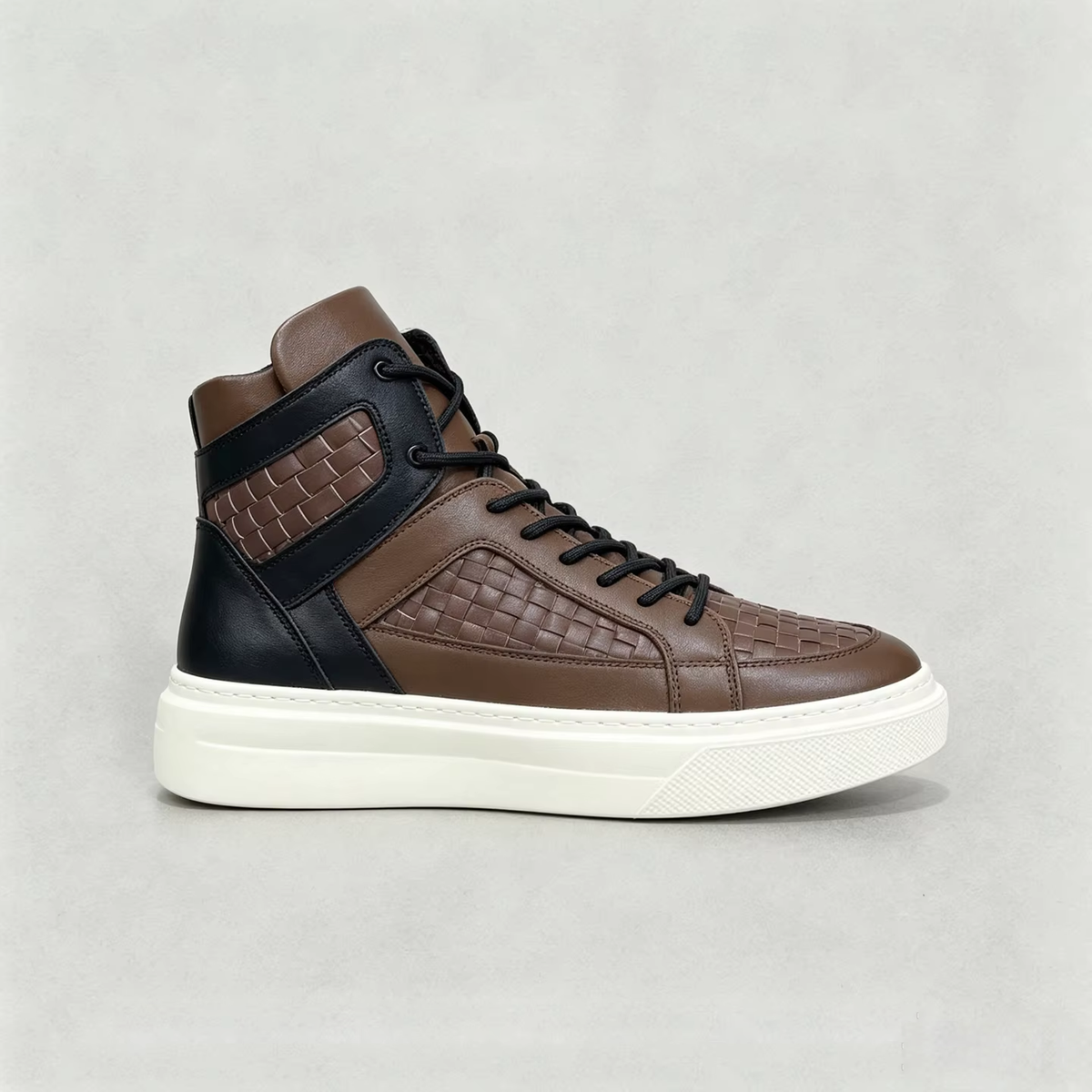 Retro Woven Brown Black Pig Suede Sneakers