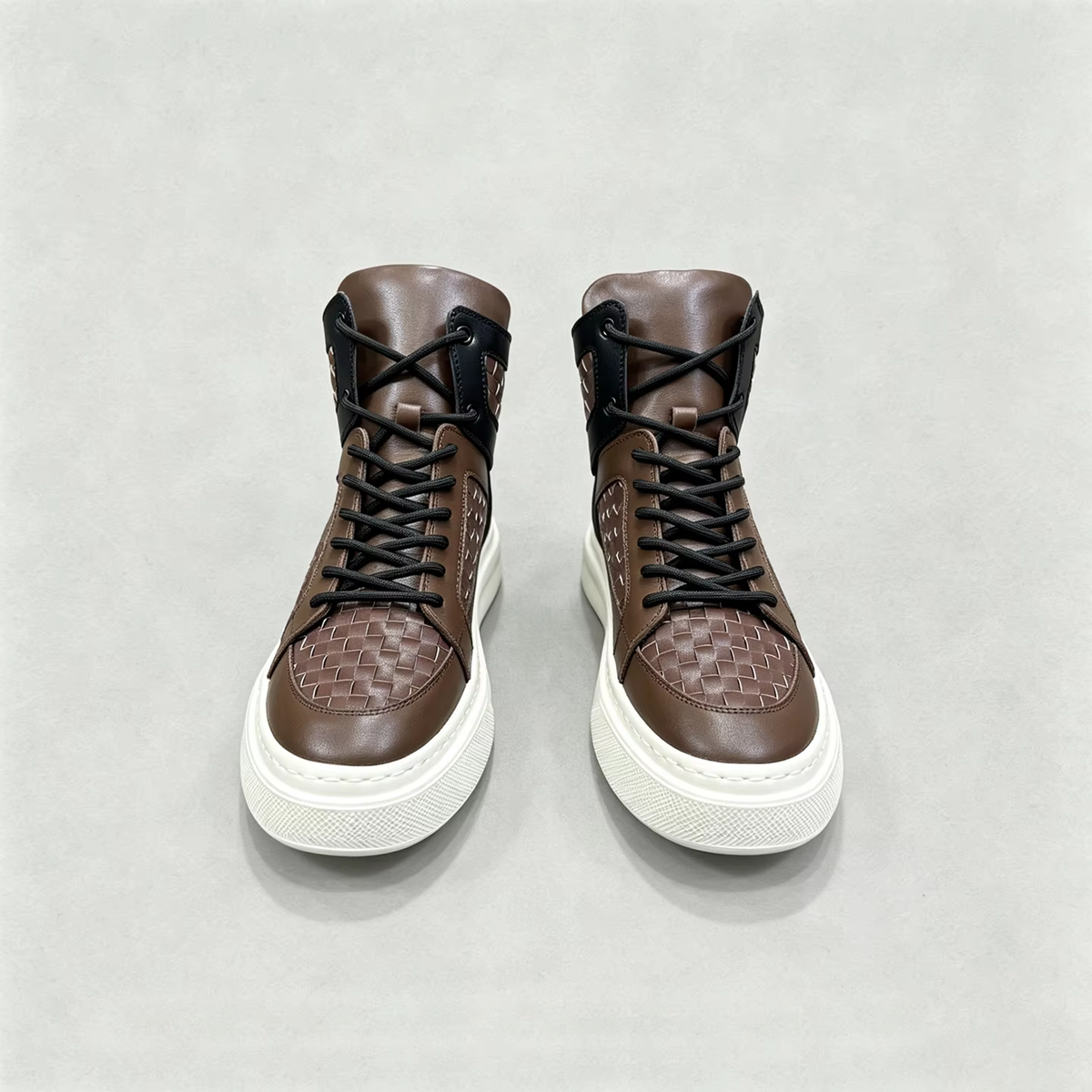 Retro Woven Brown Black Pig Suede Sneakers