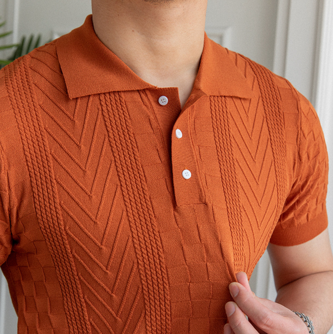Casual Solid Color Viscose Polo Shirt