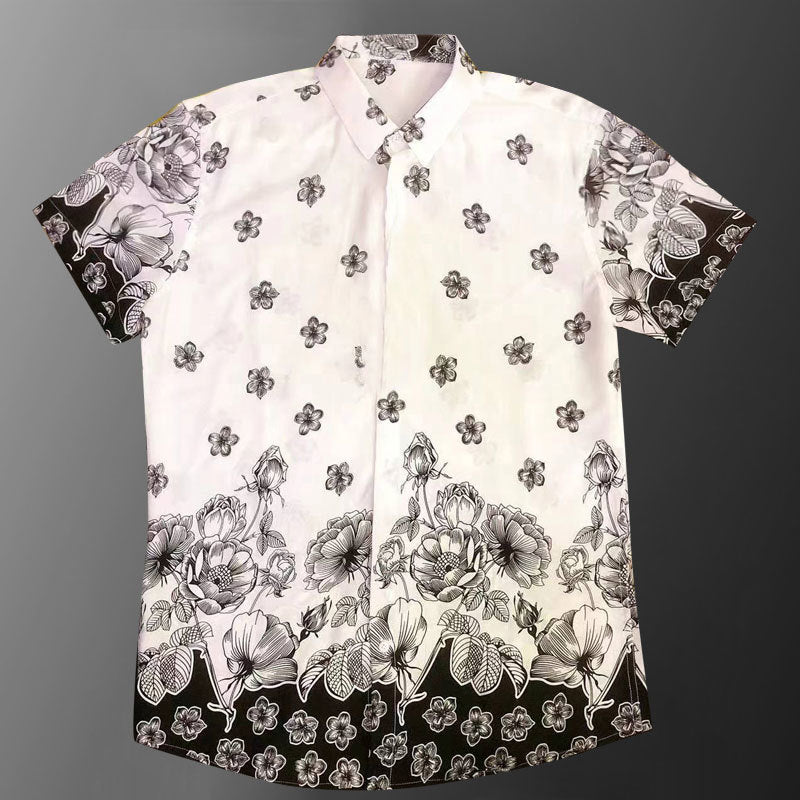 Long Sleeve Vintage Contrast Printed Shirt