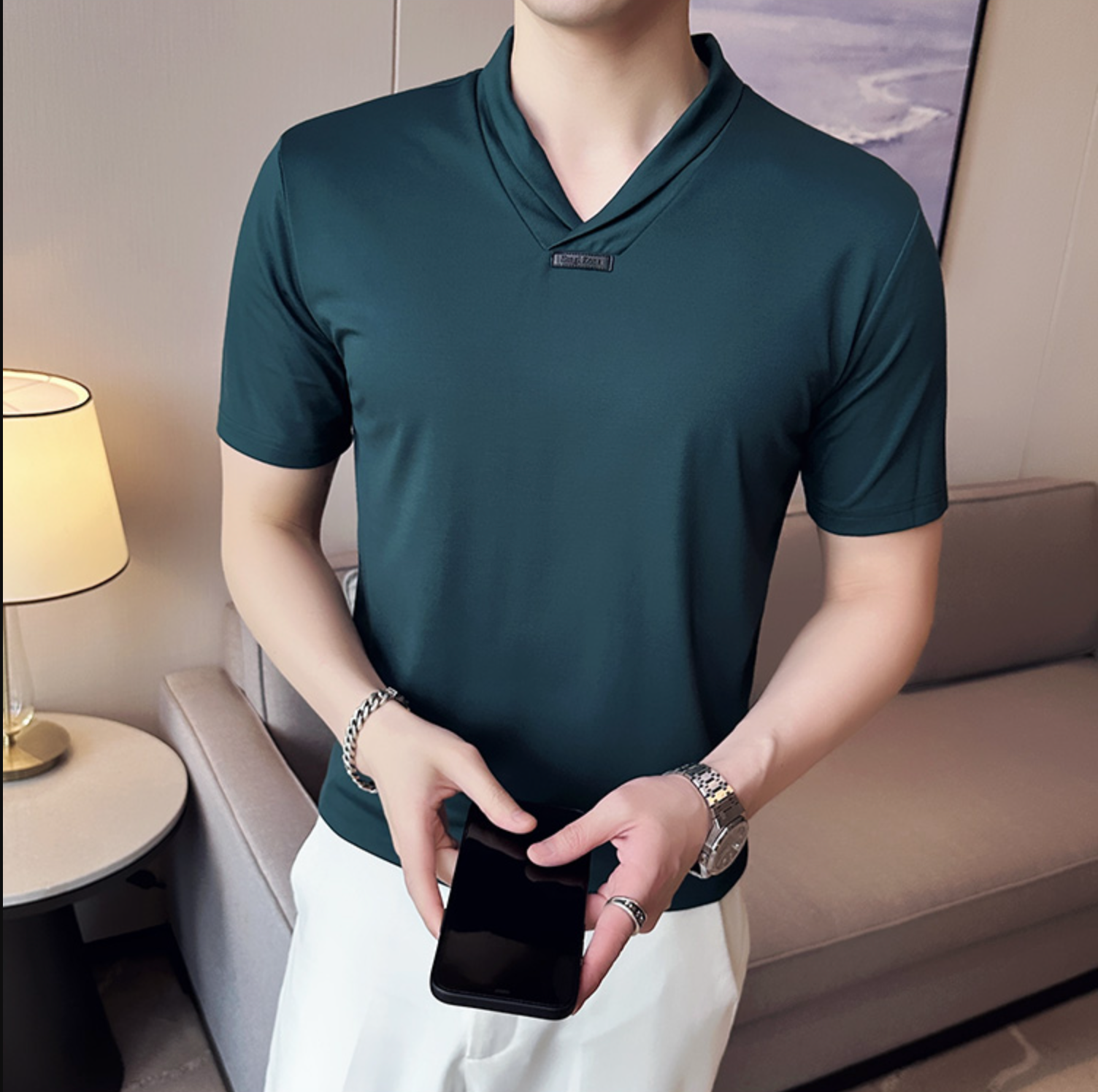 Slim Fit Ice Silk Casual Short Sleeve T-Shirt