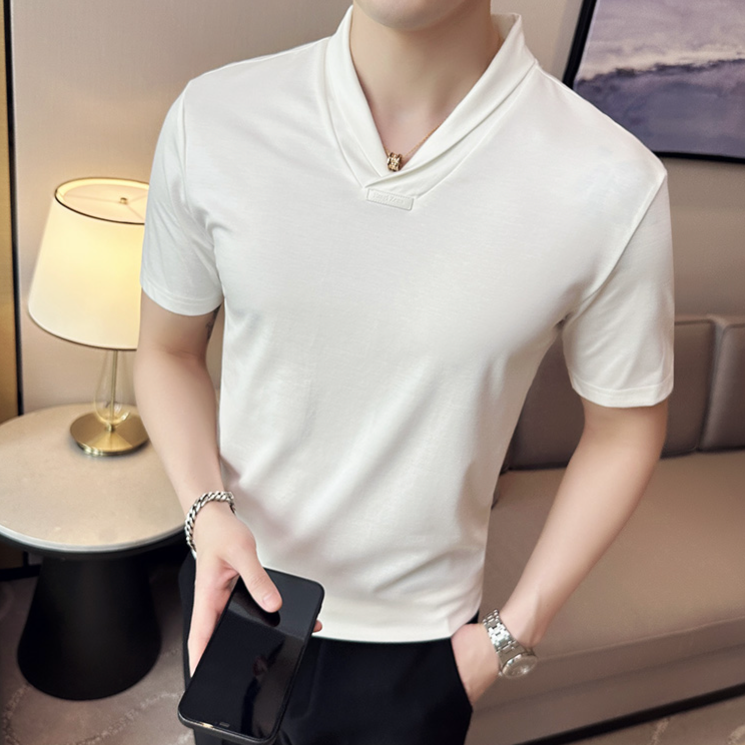 Slim Fit Ice Silk Casual Short Sleeve T-Shirt