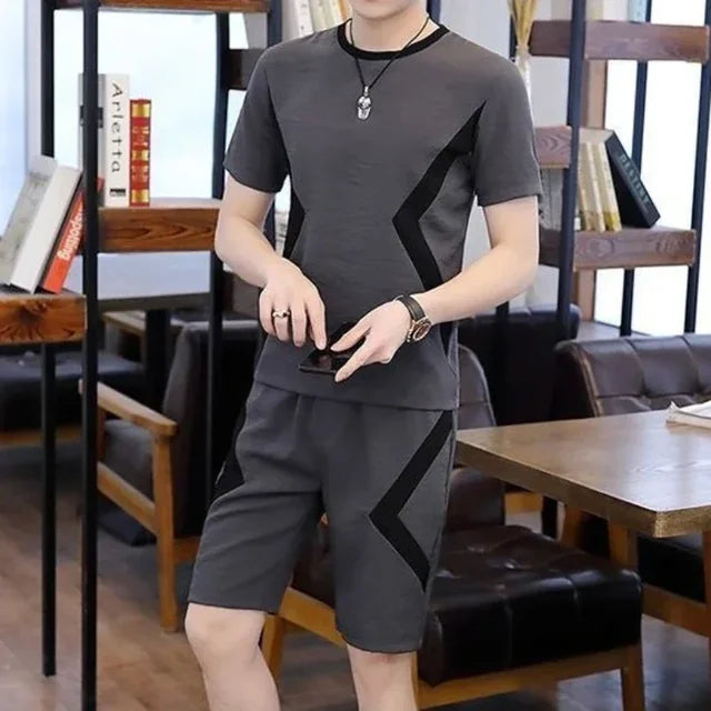 Printed Pattern Polyester Shorts Set