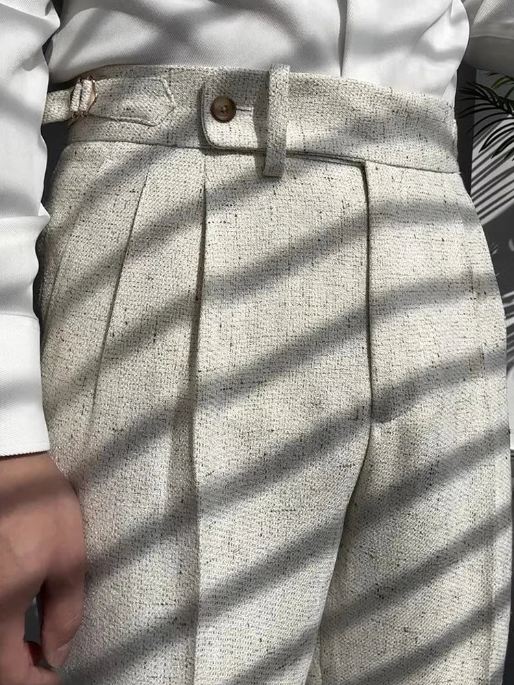 Classic Vintage Belt High Waist Trousers