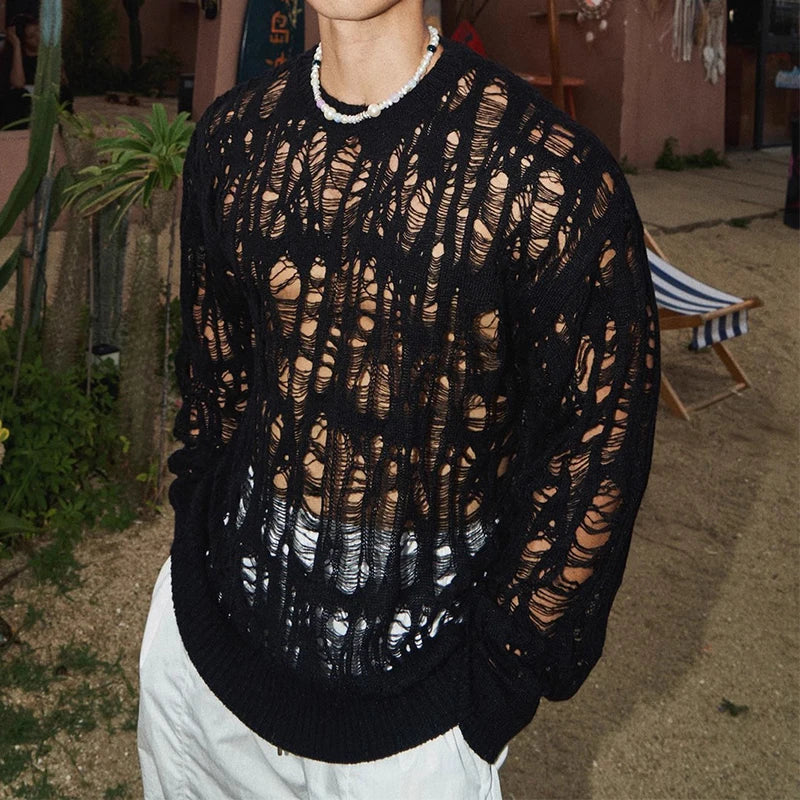 Hollow Out Mesh See Through T-Shirt