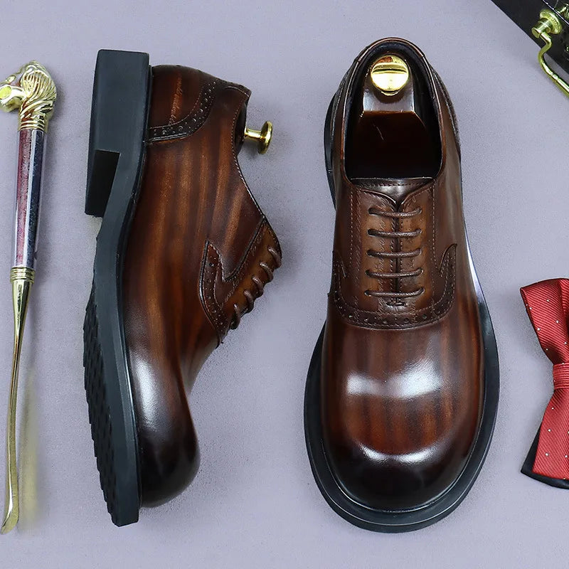 Vintage Burnished Leather Formal Shoes