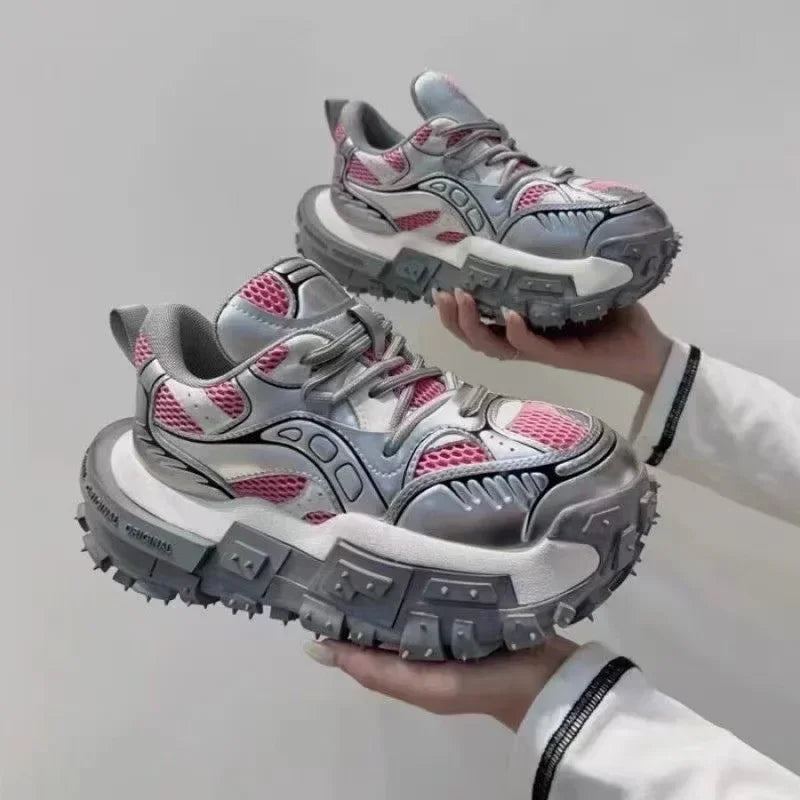 Casual Mixed Colors Microfiber Chunky Sneaker