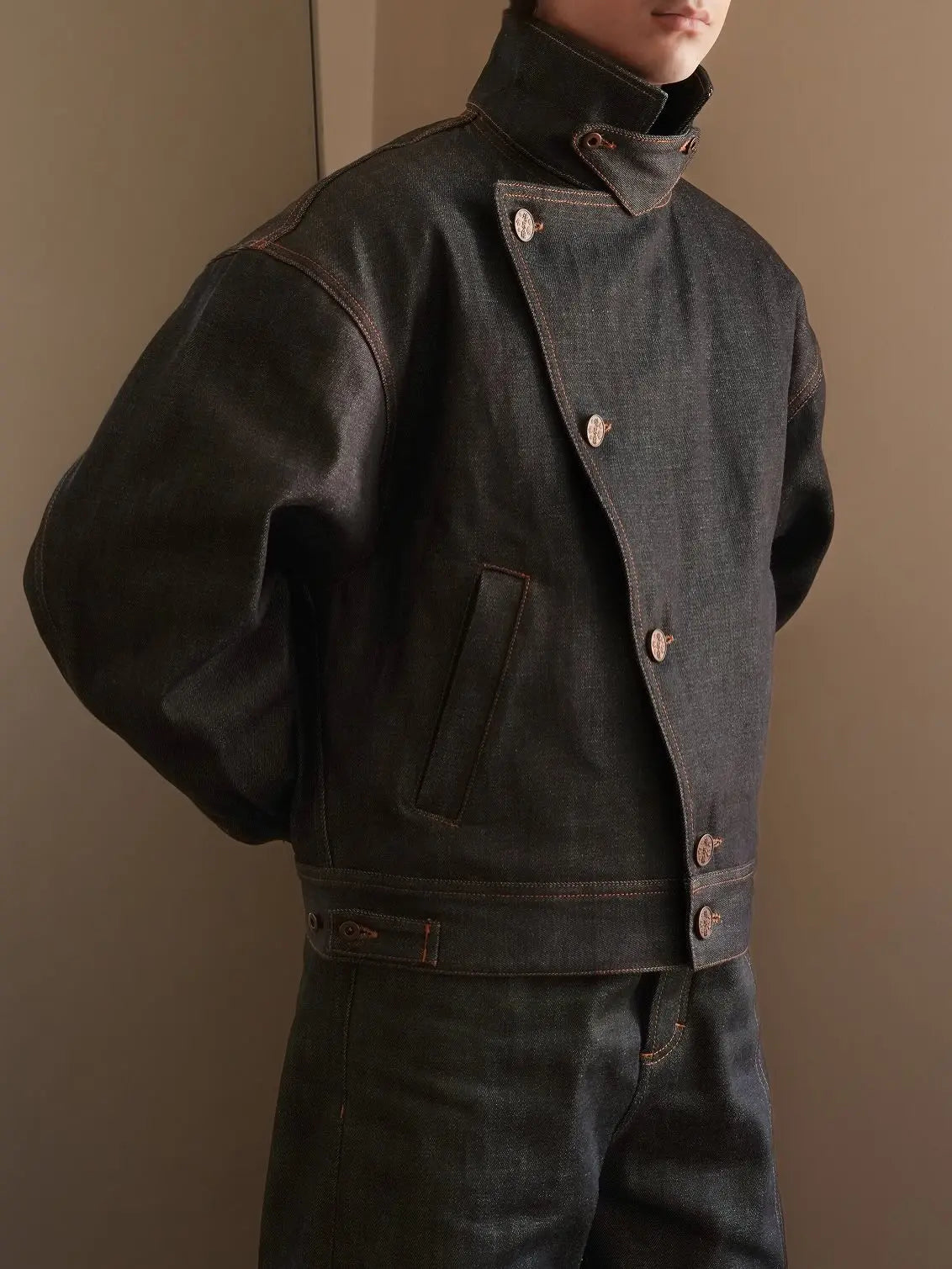 Irregular Button Design Denim Jacket