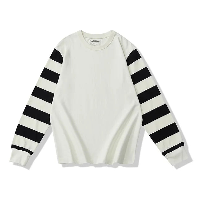 Fashion Stripe Sleeve Loose T-Shirt