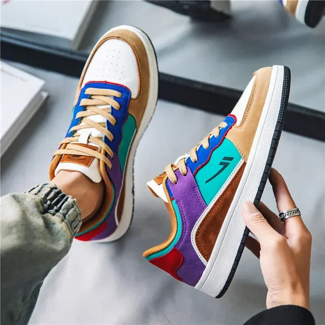 Color Block Patchwork Suede Sneakers