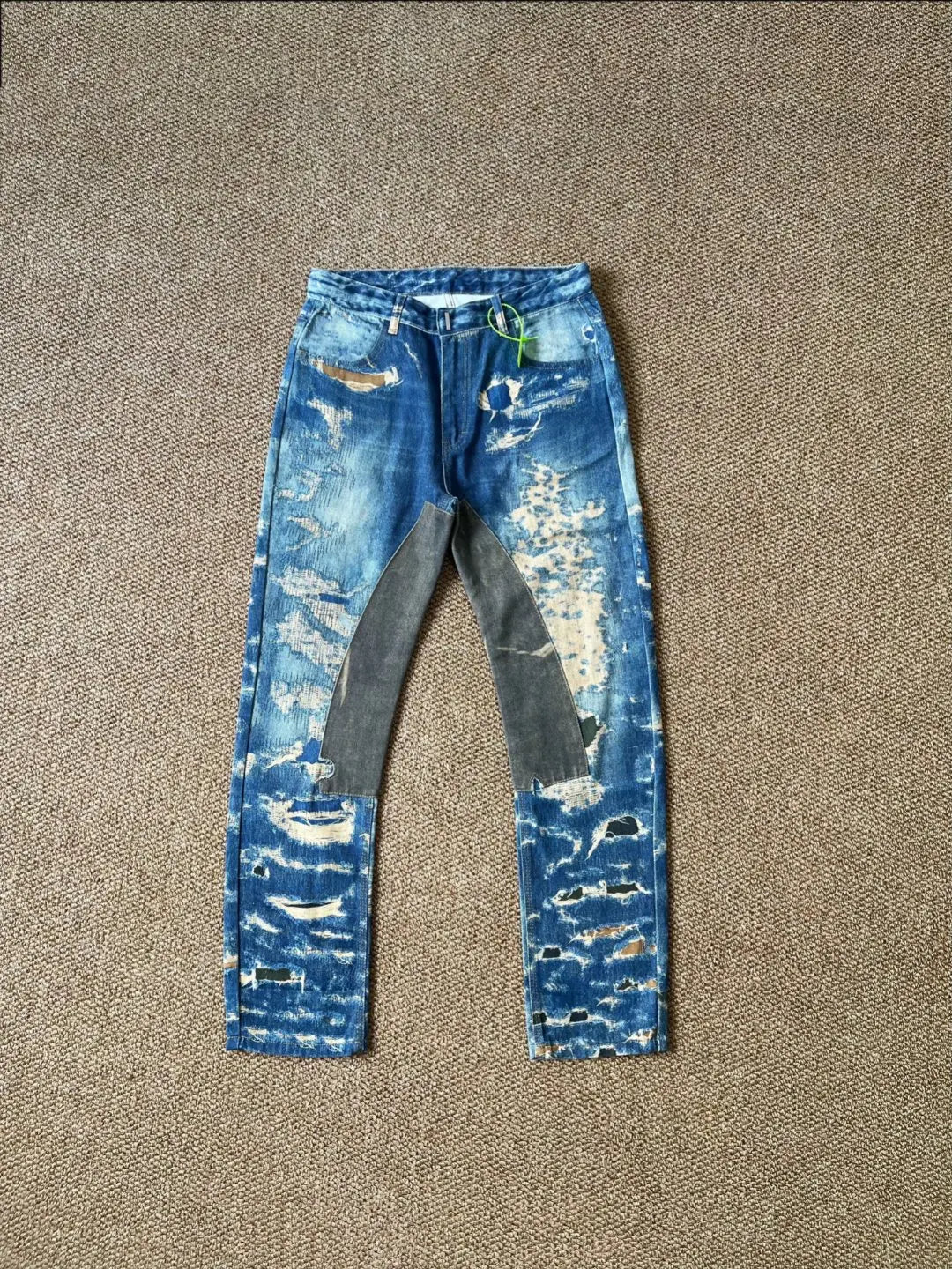 Distressed Washed Straight Denim Jeans