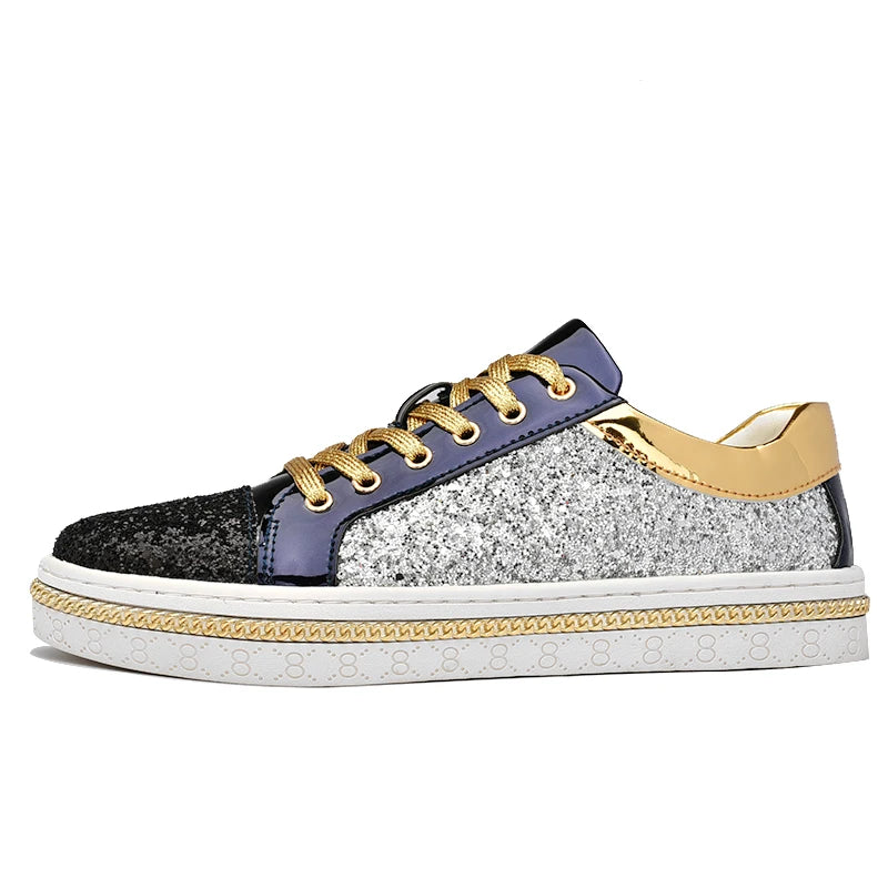 Luxury Sequined Contrast Color Sneakers
