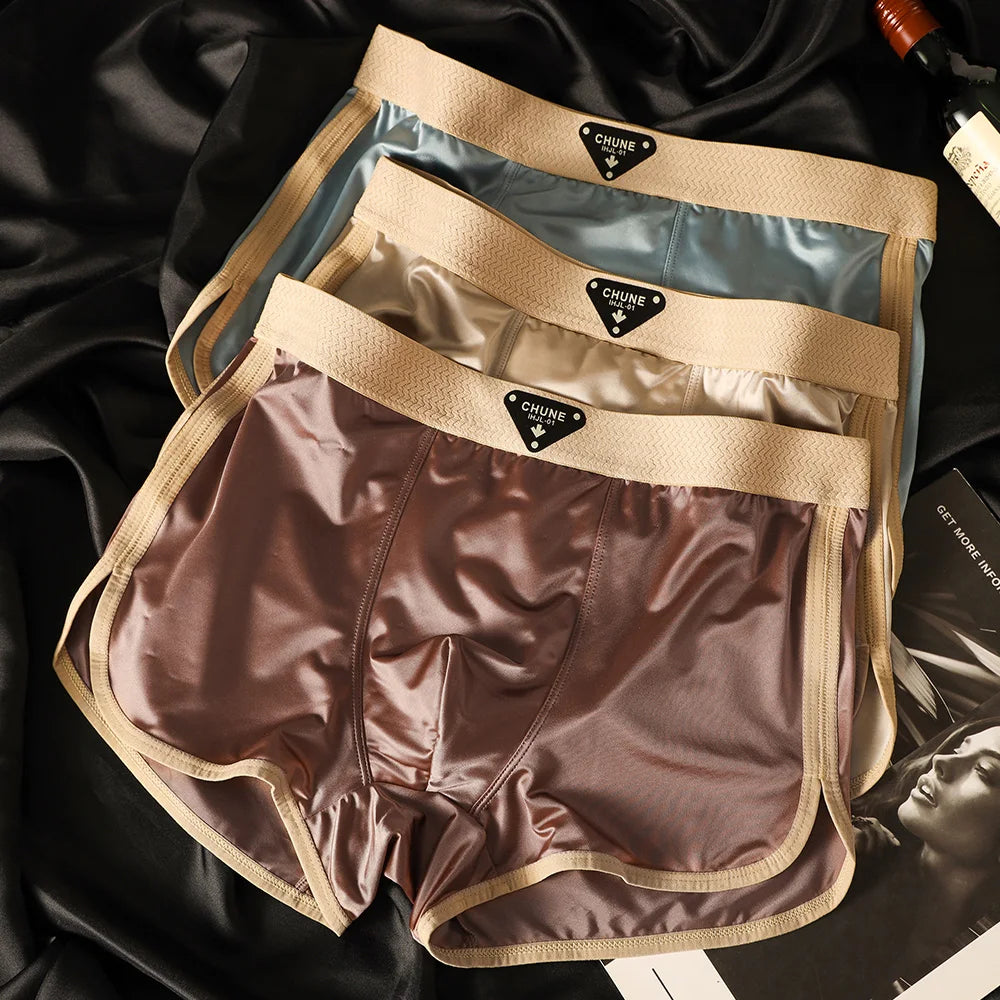 Satin-Like Solid Breathable Boxer Set