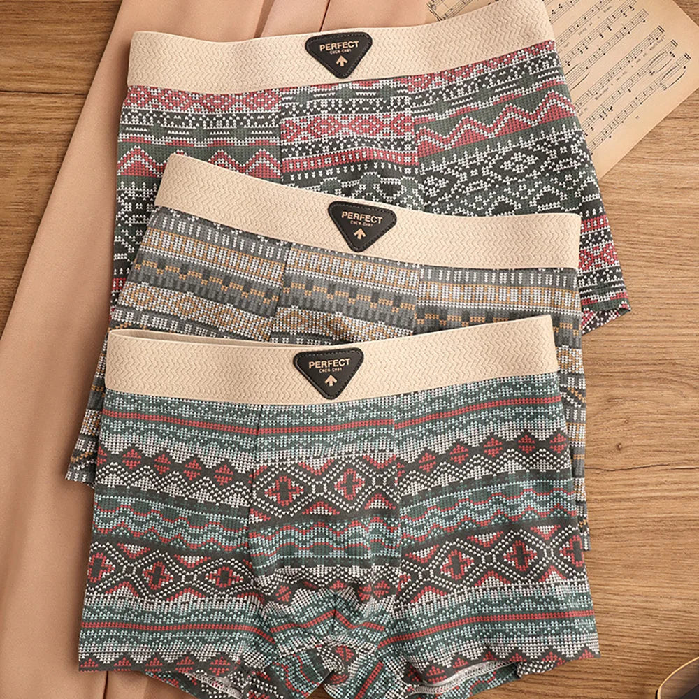 Retro Print Mesh U Type Boxer Set