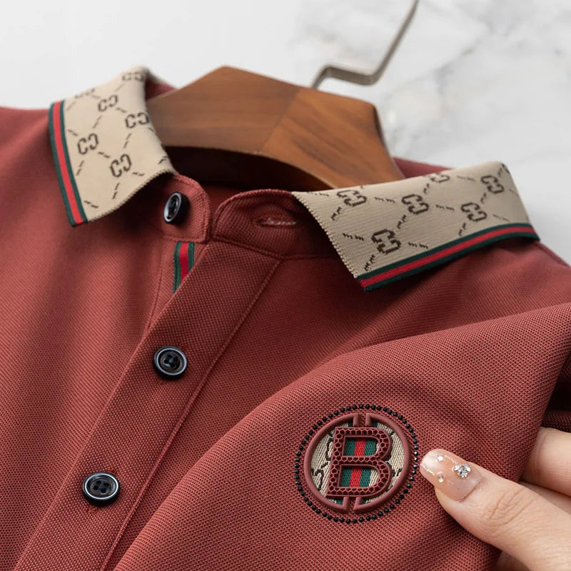 Collar Patterned Embroidery Polo Shirt