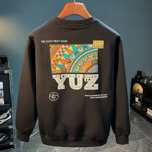 Letter Solid Printed Long Sleeve Sweater