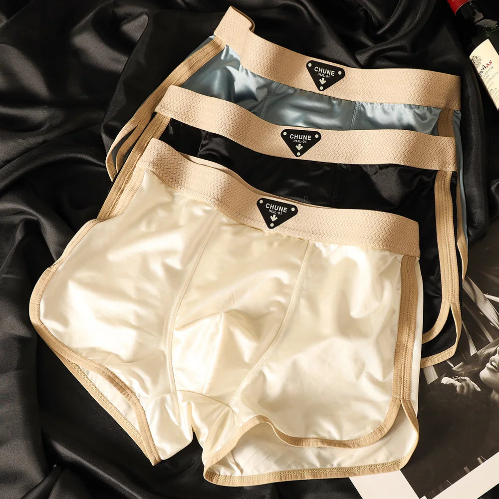 Satin-Like Solid Breathable Boxer Set