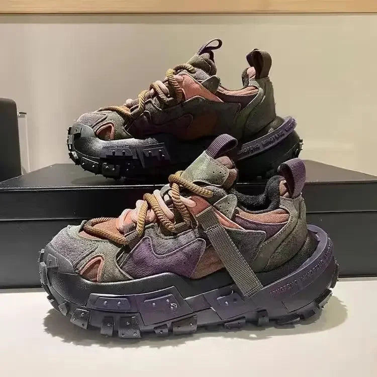 Casual Mixed Colors Microfiber Chunky Sneaker