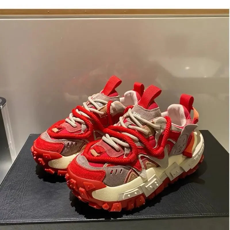 Casual Mixed Colors Microfiber Chunky Sneaker