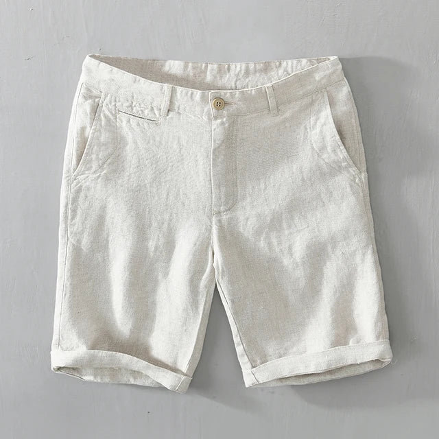 Pure Linen Solid Straight Fit Shorts