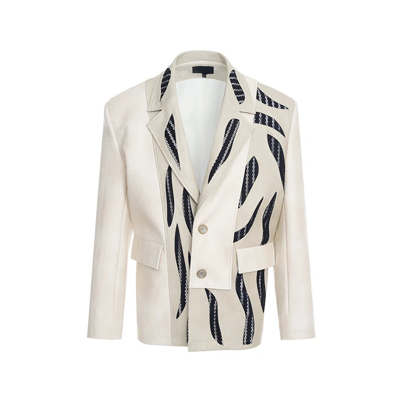 Spliced Hollow Mesh Leather Men's Suit