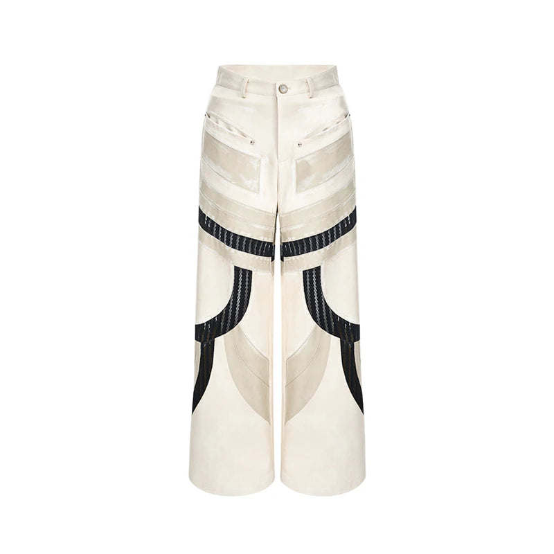 Spliced Hollow Mesh Leather Men's Suit