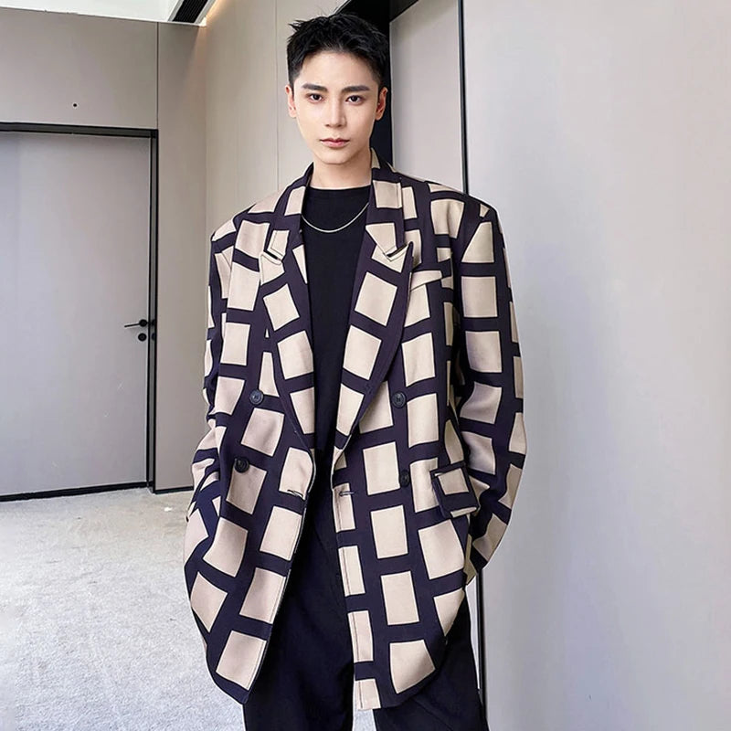 Casual Plaid Printed Loose Design Blazer