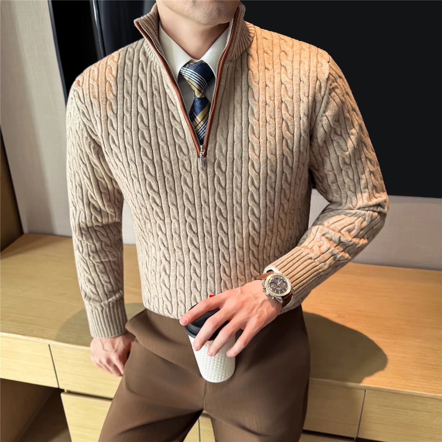 Men's Wool Quarter-Zip Sweater