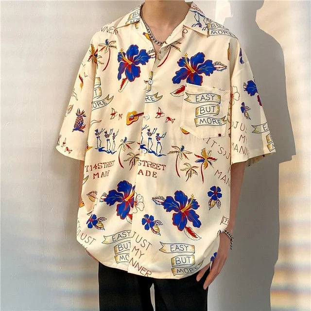 Hawaiian Style Printed Loose Shirt