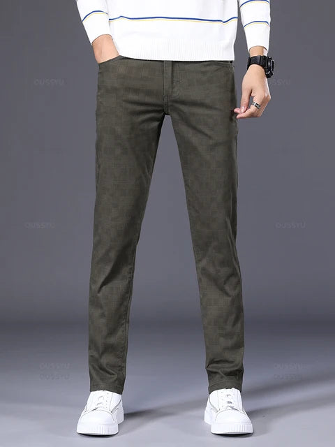 Classic Plaid Flat Front Trousers