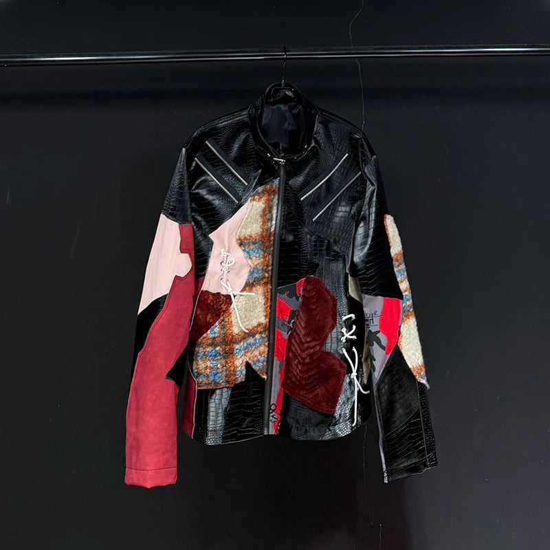 Patchwork Niche Long Sleeve Stand Collar Jacket
