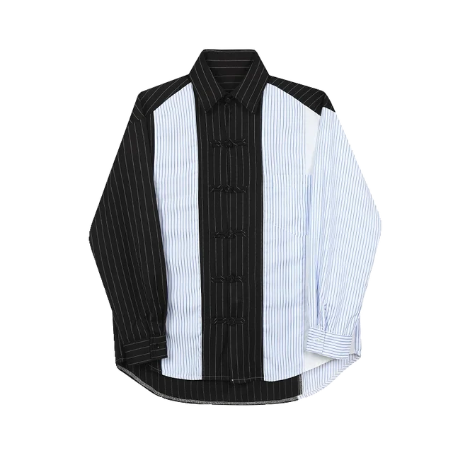 Striped Patchwork Long Sleeve Shirt