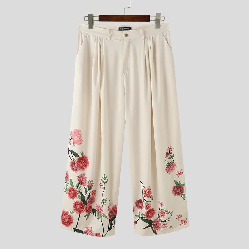 Flower Printing Loose Casual Pants