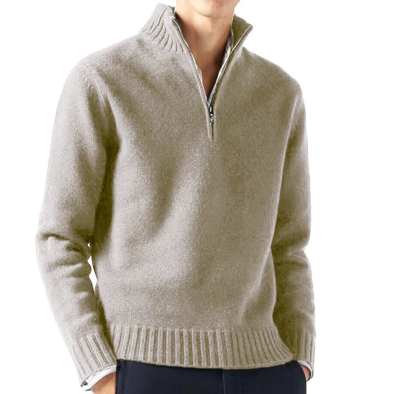 Daily Warm Solid Turtlenecks Half Zip Sweater