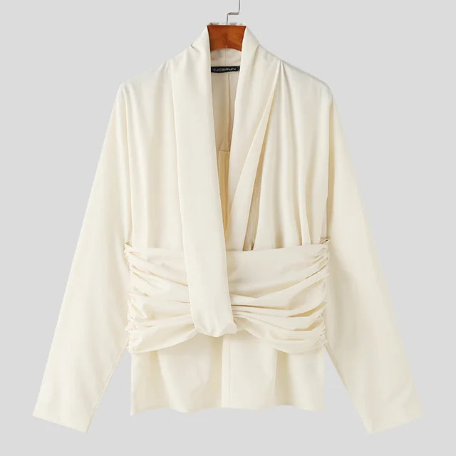 Solid Irregular Deep V-Neck Shirt