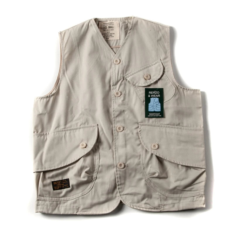 Single Button Solid Cotton Vest
