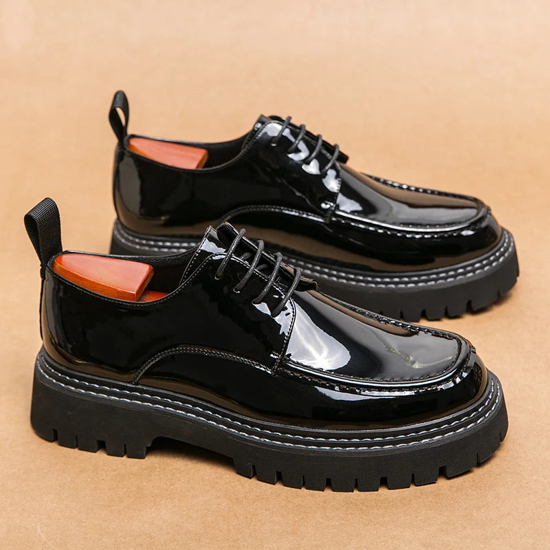 Platform Thick-Soled Black Formal Shoes