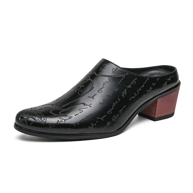 Square High Heel PU Mules Shoes