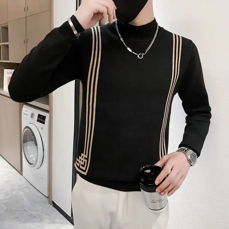 Striped Basic Knitted Men's Sweater