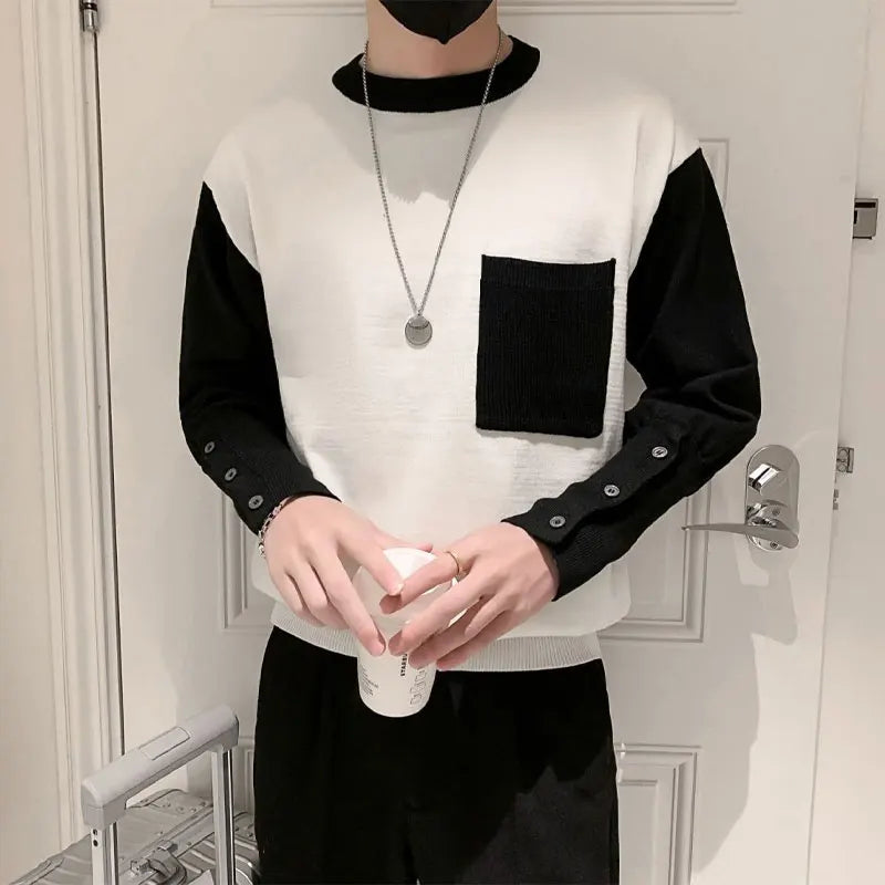 Three-Button Sleeve Style Sweater