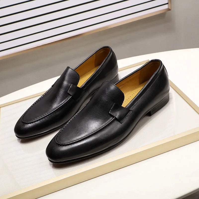 Almond Toe Solid Classic Loafers
